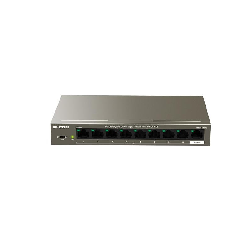 Switch ip-com g1109p-8-102w 9-port 10/100mbps desktop poe switch with8 port poe 8 10/100/1000mbps rj45 ports(data/poe)