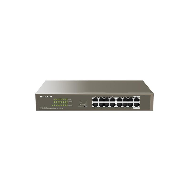 Ip-com 16-port gigabit switch poe g1116p-16-150w interface: 16 10/100/1000base-t ports(data/power) exchange capacity: 32 gbps po