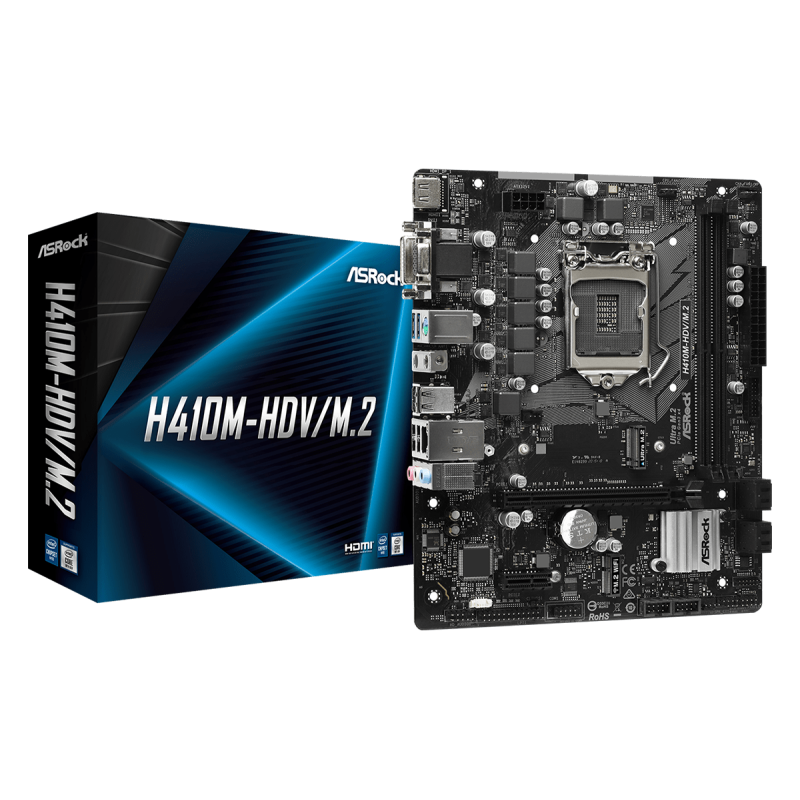 Placa de baza asrock h410m-hdv/m.2 lga 1200  supports 10th gen intel® core™ processors (socket 1200)