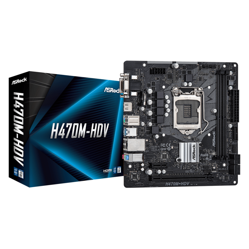 Placa de baza asrock h470m-hdv lga 1200  supports 10th gen intel® core™ processors (socket 1200)