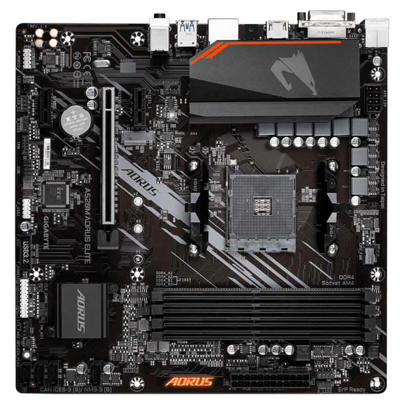 Placa de baza gigabyte a520m aorus elite am4  amd a520 aorus motherboard with pure digital