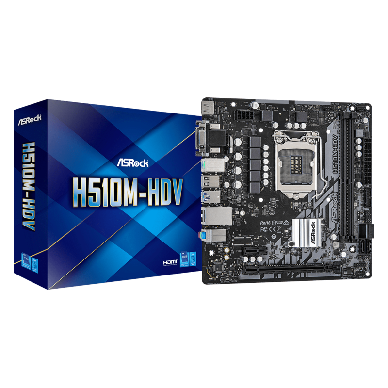 Placa de baza asrock h510m-hdv lga 1200  supports 10th gen intel® core™ processors and 11th