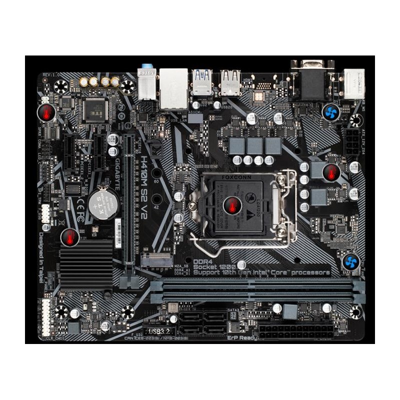 Placa de baza gigabyte h410m s2 v2 lga 1200  cpu support for 10th generation intel®