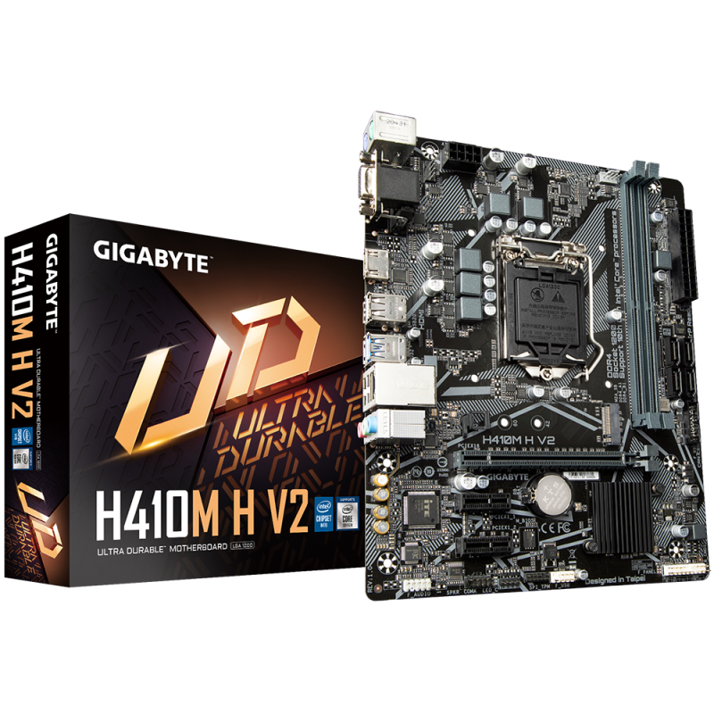 Placa de baza gigabyte h410m h v2 lga 1200  cpu support for 10th generation intel®