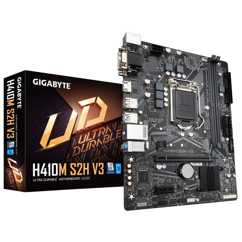 Placa de baza gigabyte h410m s2h v3 lga 1200  intel® ultra durable motherboard with gigabyte