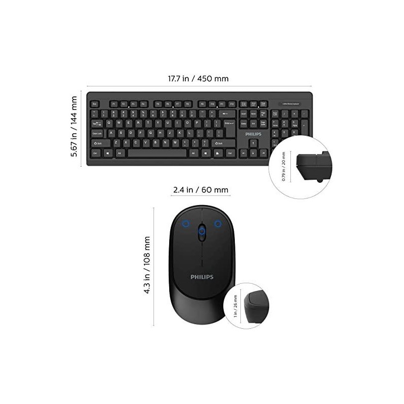 Philips spt6324b wireless keyboard-mouse  technical specifications • product type: wireless keyboard-mouse combo • connectiv