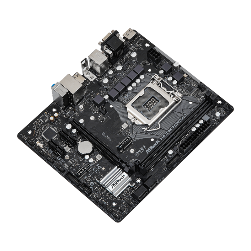 Placa de baza asrock h470m-hdv/m.2 lga 1200  supports 10th gen intel® core™ processors (socket 1200)