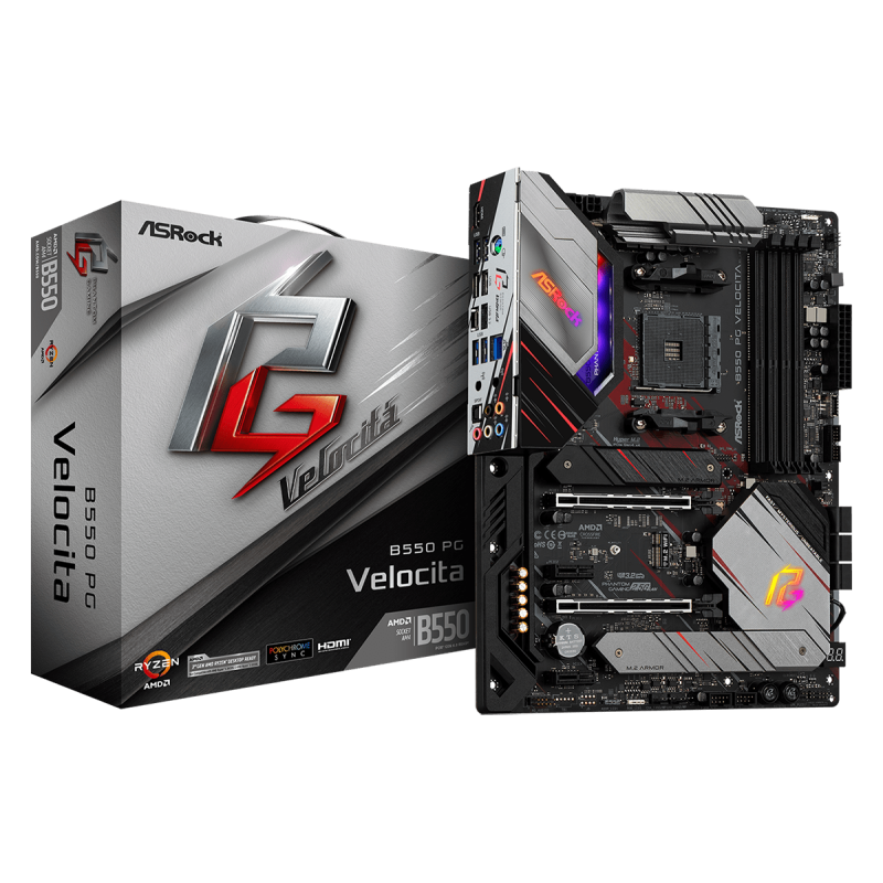 Placa de baza asrock b550 pg velocita am4  supports amd am4 socket ryzen™ 3000 3000