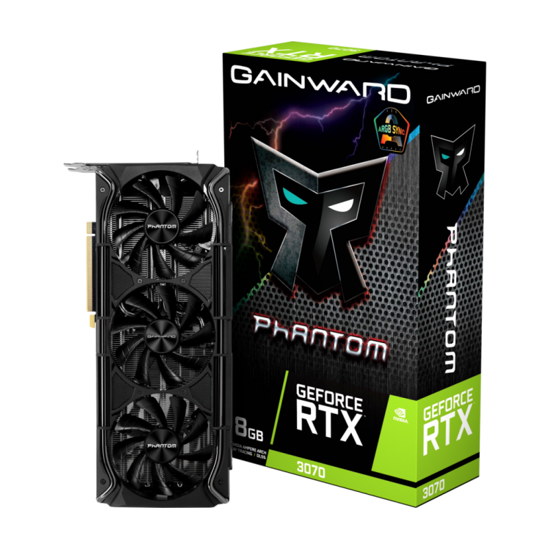 Placa video gainward nvidia geforce rtx™ 3070 phantom+  product name geforce rtx™ 3070 phantom+ barcode