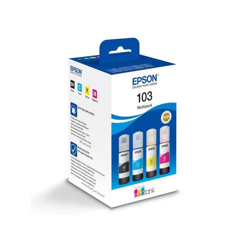 Kit cartuse cerneala epson 103 multipack (cyanmagentayellowblack) pentru ecotank l5296 ecotank l5290 ecotank l3266 ecotank