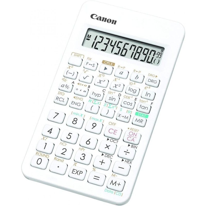 Calculator birou canon f605ghwb 10 digiti display lcd alimentare solara si baterie 154 functii alb.