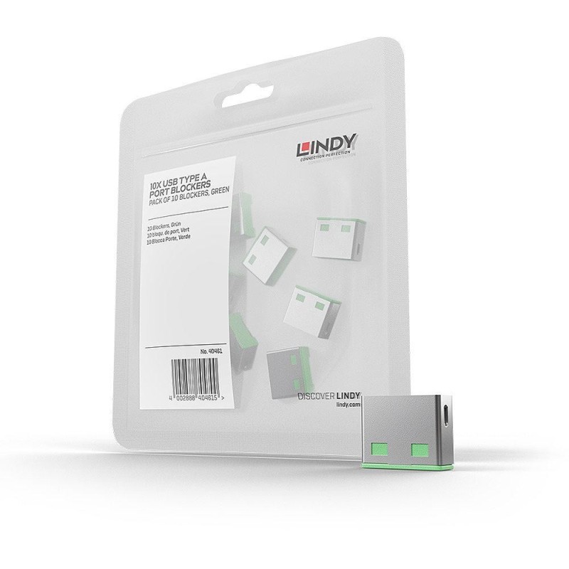 Lindy 10 usb port locks green no key blocator porturi usb (capace)