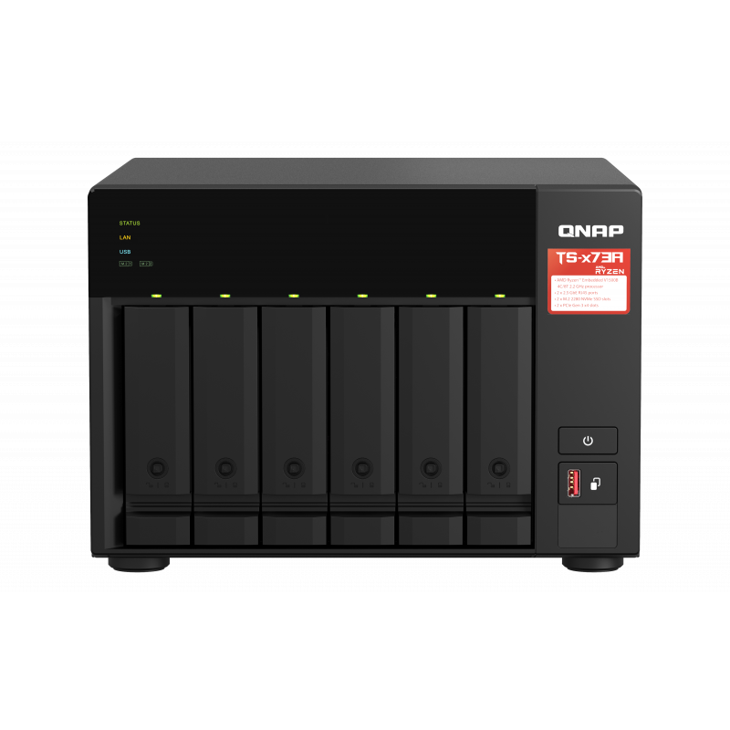 Nas qnap 673a 6-bay cpu amd ryzen v1000 series v1500b 4c/8t 2.2 ghz ram 8gb