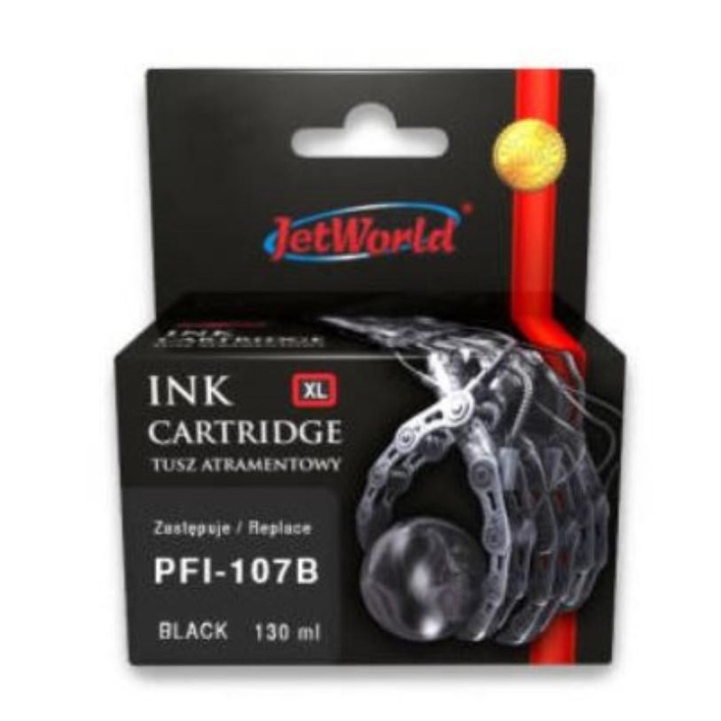 Cartus cerneala jetworld jwi-c107bn black 130 ml canon pfi107bk replacement.