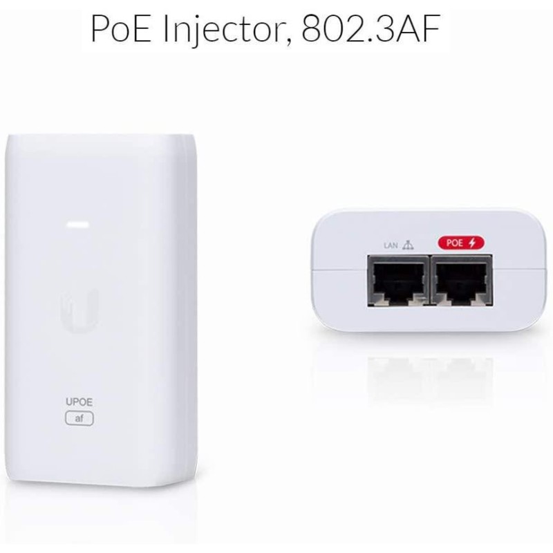 Ubiquiti poe external injector u-poe-af output voltage 48vdc @ 0.32a rated voltage: 100-240vac @ 50/60hz