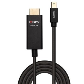 Cablu lindy 2m active mini displayport to hdmi cable with hdr negru  technical details  connectors