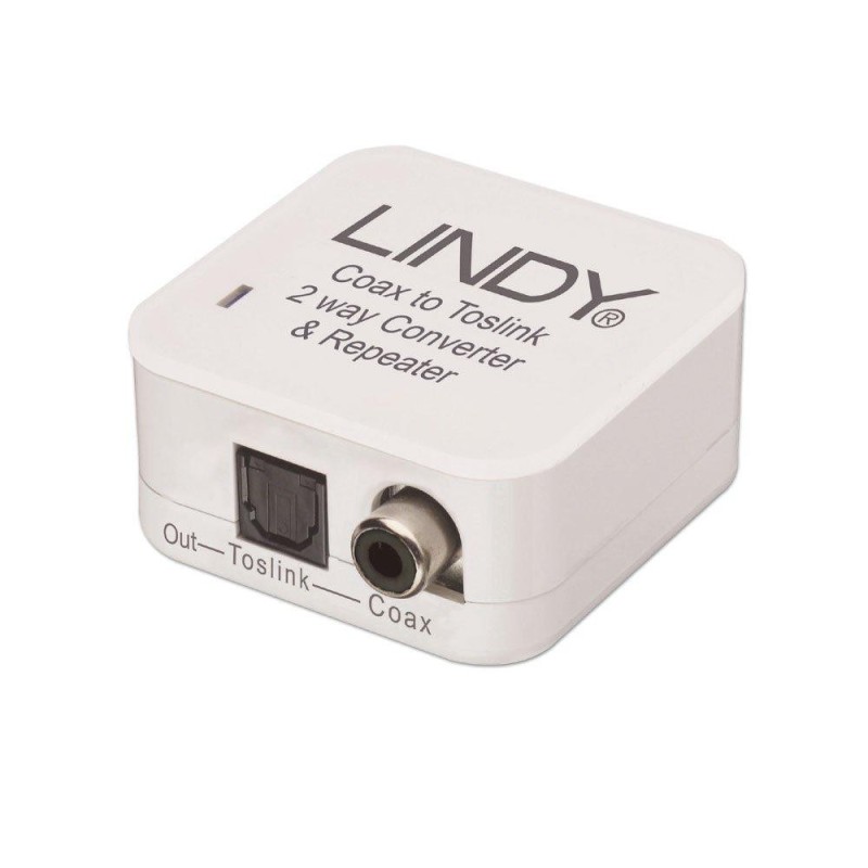 Lindy toslink (optical) and coaxial bi-directional converter bi-directionally convert spdif & toslink (optical) audio signals
