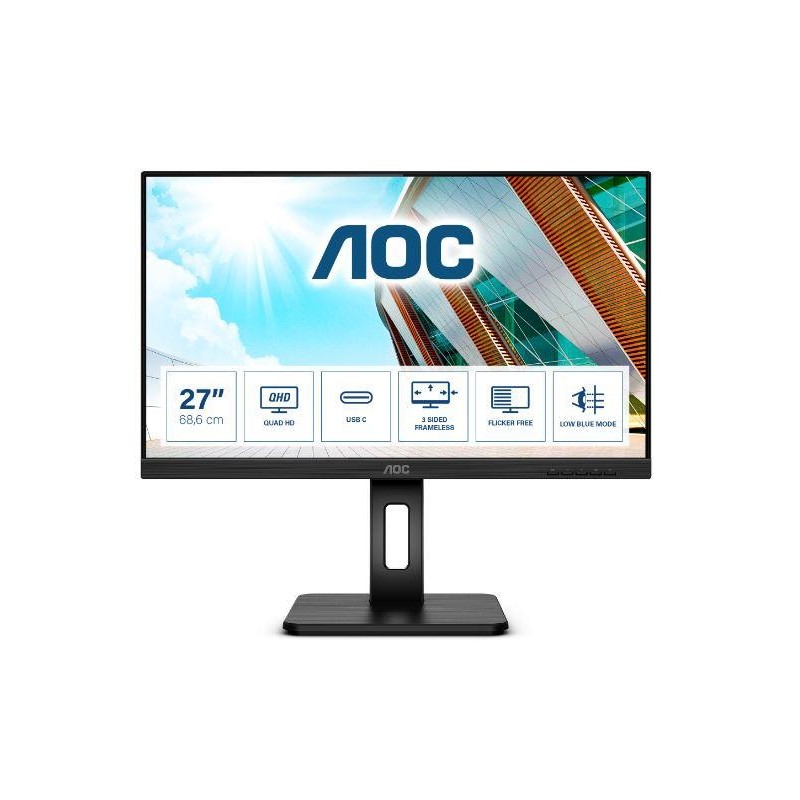 Monitor aoc q27p2ca 27 inch panel type: ips backlight: wled resolution: 2560 x 1440 aspect