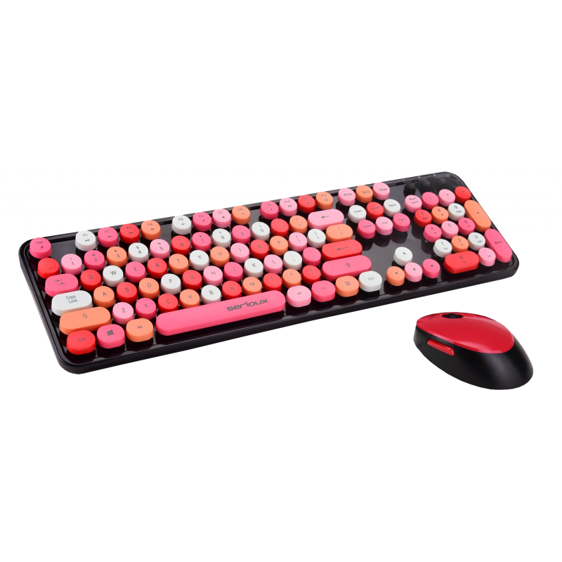 Kit tastatura + mouse serioux retro  9900rd wireless 2.4ghz us layout multimedia mouse optic 800-1600dpi