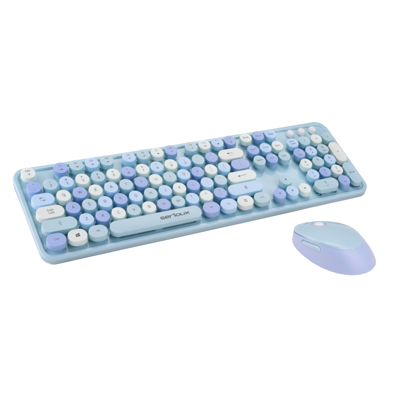 Kit tastatura + mouse serioux retro  9900bl wireless 2.4ghz us layout multimedia mouse optic 800-1600dpi