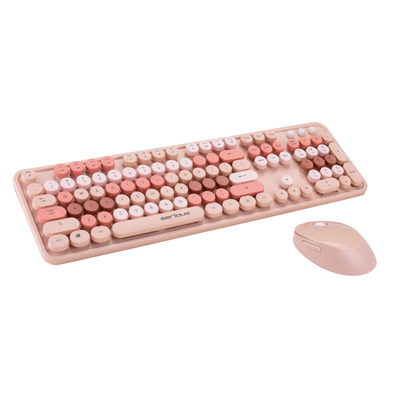 Kit tastatura + mouse serioux retro  9900br wireless 2.4ghz us layout multimedia mouse optic 800-1600dpi