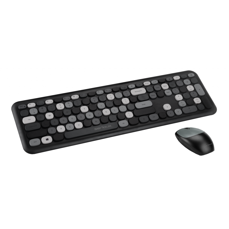 Kit tastatura + mouse serioux colourful 9920bk wireless 2.4ghz us layout multimedia mouse optic 1200dpi