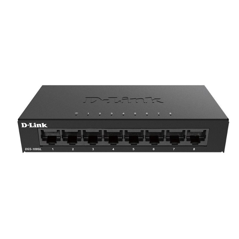 D-link switch dgs-108gl 8 porturi gigabit capacity 16gbps desktop faramanagement metal negru fara ventilator d-link