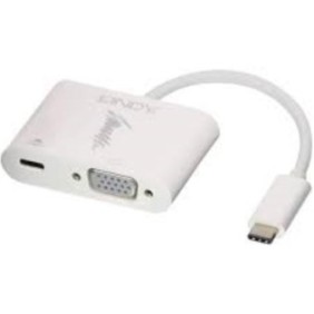 Adaptor video lindy usb type c la vga cu power delivery 60w max resolution 1920x1080@60hz