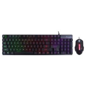 Kit gaming tastatura si mouse spacer sp-gk-01 cu fir usb tastatura rgb rainbow + mouse