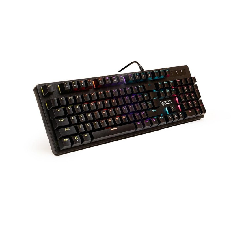 Tastatura spacer warrior cu fir usb switch-uri mecanice albastre 50 mil. apasari 104 taste anti-ghosting