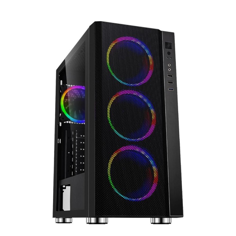 Carcasa spacer rainbow atx midtower gaming fara sursa sticla securizata 4 x fan usb 2.0