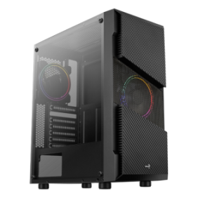 Carcasa aerocool menace saturn v1 iluminare frgb neagra spcc steel atx mid tower fara sursa