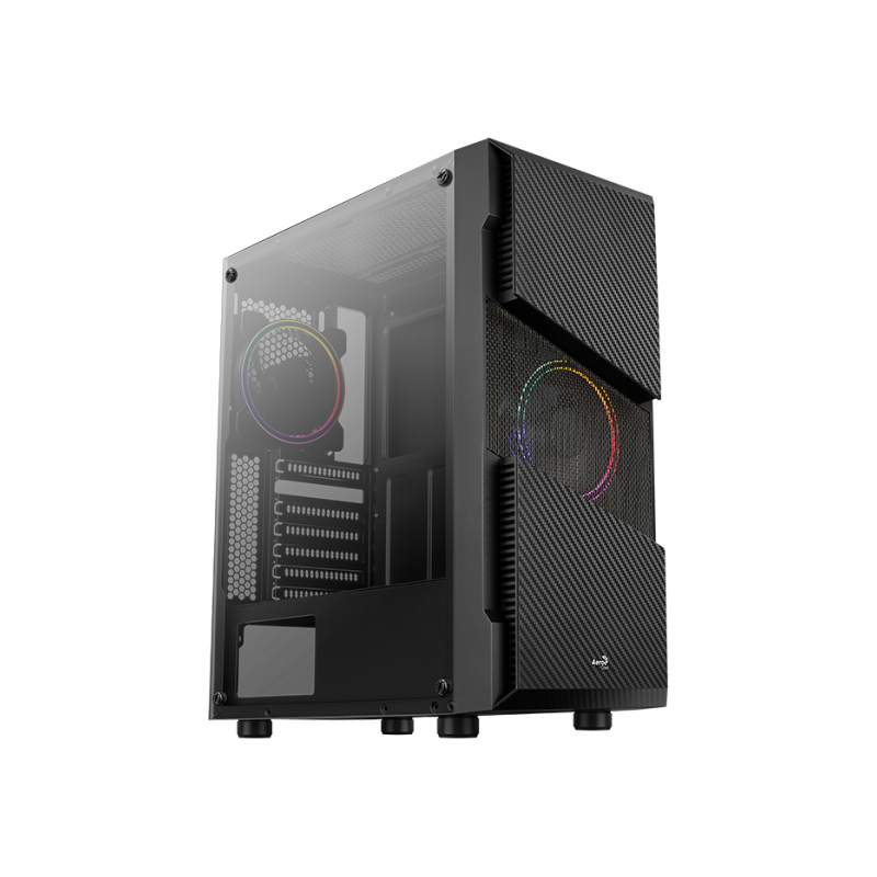 Carcasa aerocool menace saturn v1 iluminare frgb neagra spcc steel atx mid tower fara sursa