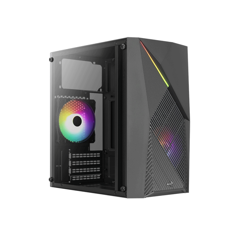 Carcasa aerocool raider mini rgb neagra spcc steel atx mini tower fara sursa (tip atx