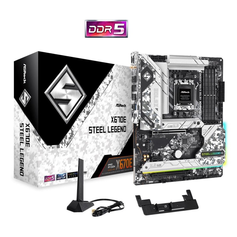 Placa de baza asrock socket am5 x670e steel legend  supports amd ryzen™ 7000 series processors