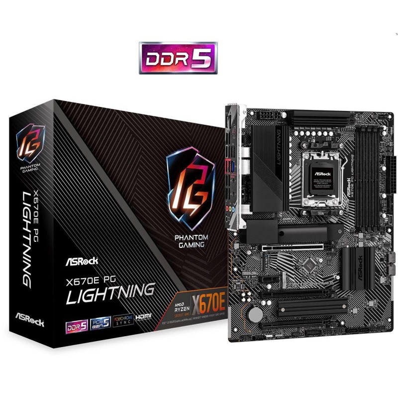 Placa de baza asrock socket am5 x670e pg lightning  supports amd ryzen™ 7000 series processors