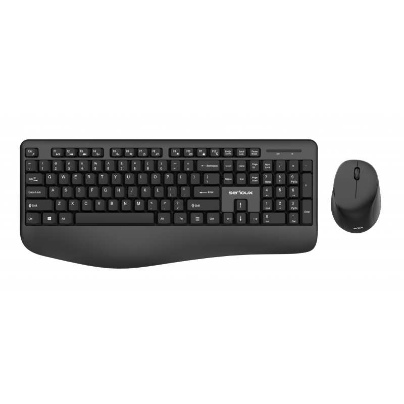 Kit tastatura + mouse serioux nk9810wr wireless 2.4ghz us layout multimedia mouse optic 1200dpi negru