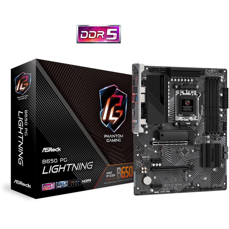 Placa de baza asrock b650 pg lightning am5  supports amd ryzen™ 7000 series processors 14+2+1