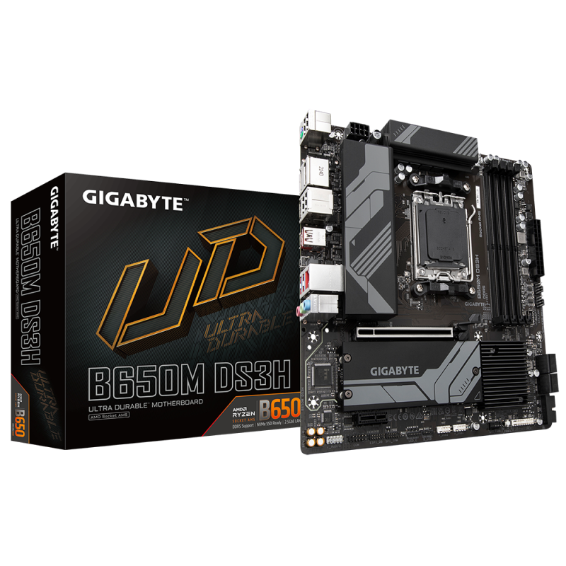 Placa de baza gigabyte b650m ds3h am5  amd socket am5：supports amd ryzen™ 7000 series processors