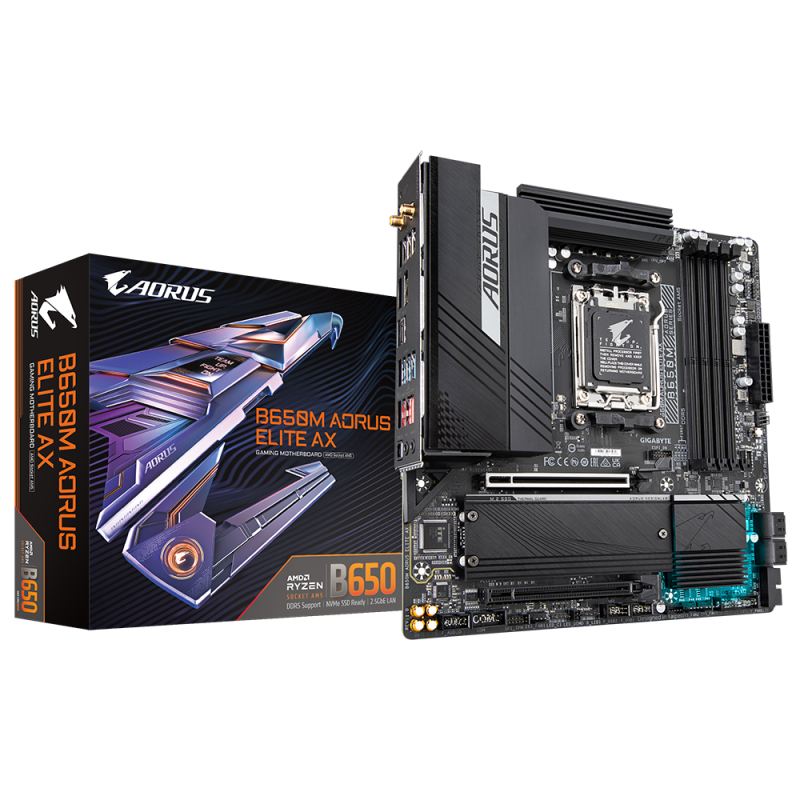 Placa de baza gigabyte b650m aorus elite ax am5 b650 chipset supports 7000 series amd