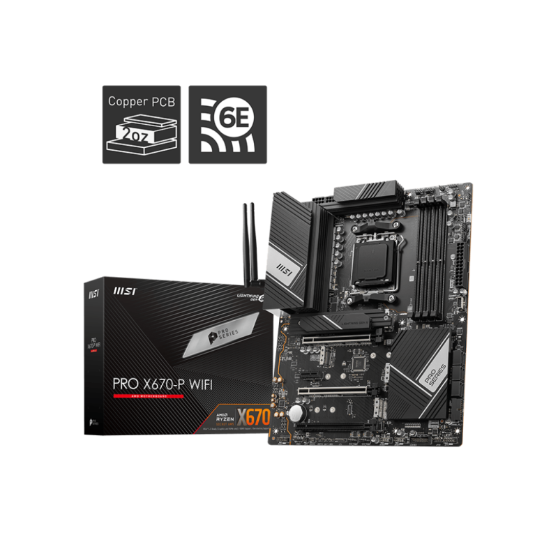 Placa de baza msi pro x670-p wifi am5 ddr5  cpu support supports amd ryzen™ 7000