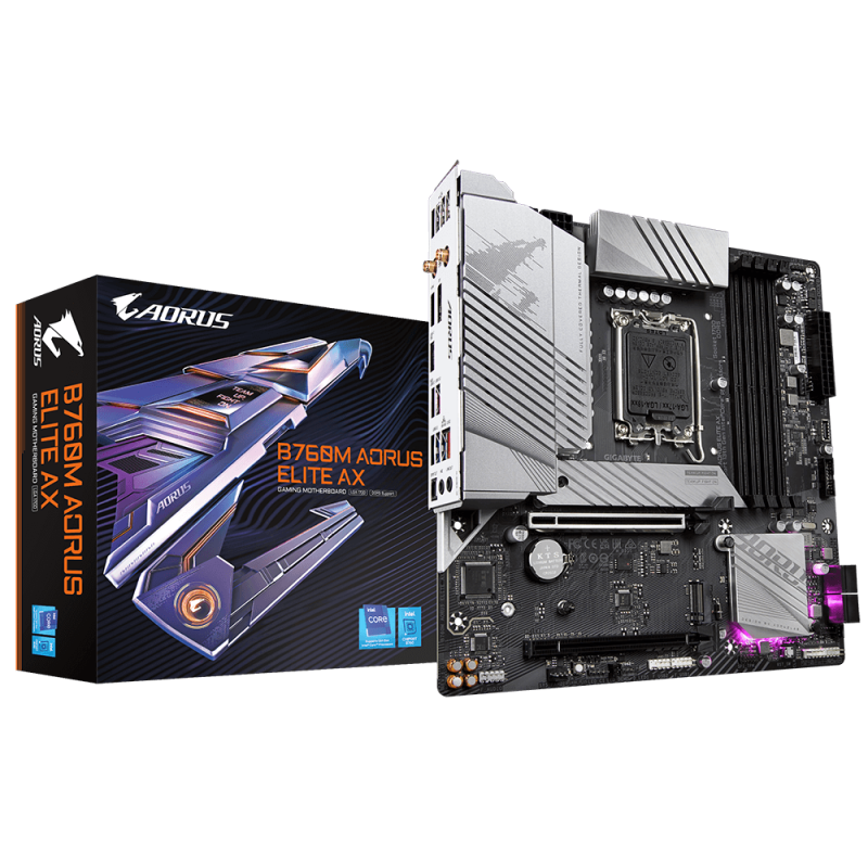 Placa de baza gigabyte b760m aorus elite ax lga1700 4x sloturi ram ddr5 max. 128gb