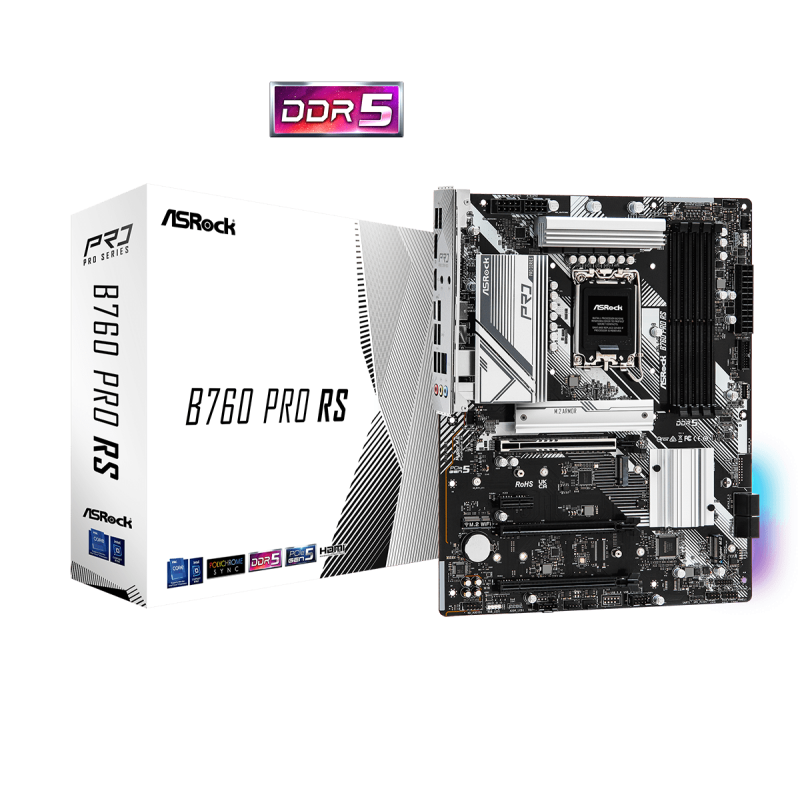 Placa de baza asrock b760 pro rs lga1700 4x ddr5 frecventa maxima 7200mhz 1x displayport