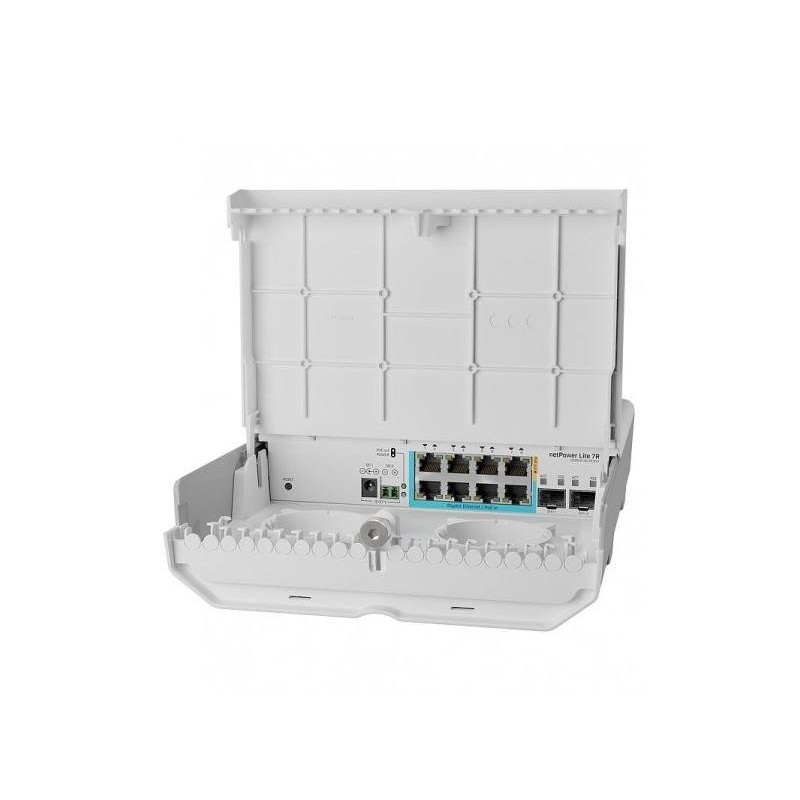 Mikrotik css610-1gi-7r-2s+o 8 port  outdoor switch 64kb flash pasive poe dimensiuni: 304 x 212 x