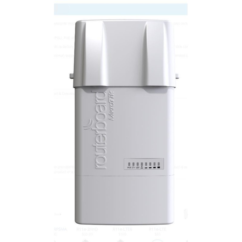 Mikrotik rb912uag-5hpnd-out basebox outdoor encolosure procesor:600 mhz 64 mb ram 128 mb nand dimensiuni: 246x135x50mm