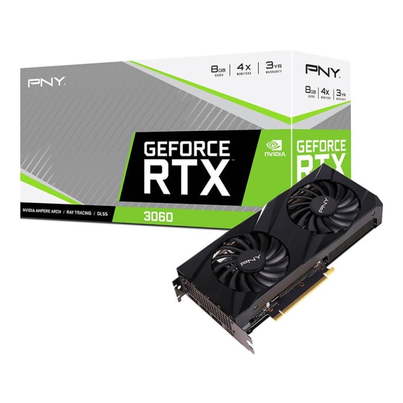 Placa video pny geforce rtx 3060 8gb verto dual fan gddr6 128bit 1320mhz clock speed