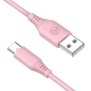 Cablu silicon tellur usb to type-c 3a 1m roz