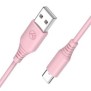 Cablu silicon tellur usb to type-c 3a 1m roz