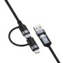 Cablu 4in1 tellur 3a 2xtype-c lightning usb 1m negru