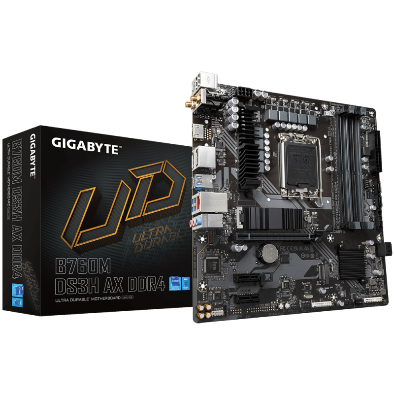 Placa de baza gigabyte b760m ds3h ax ddr4 lga1700 4x ddr4 5333mhz 1x hdmi 2x